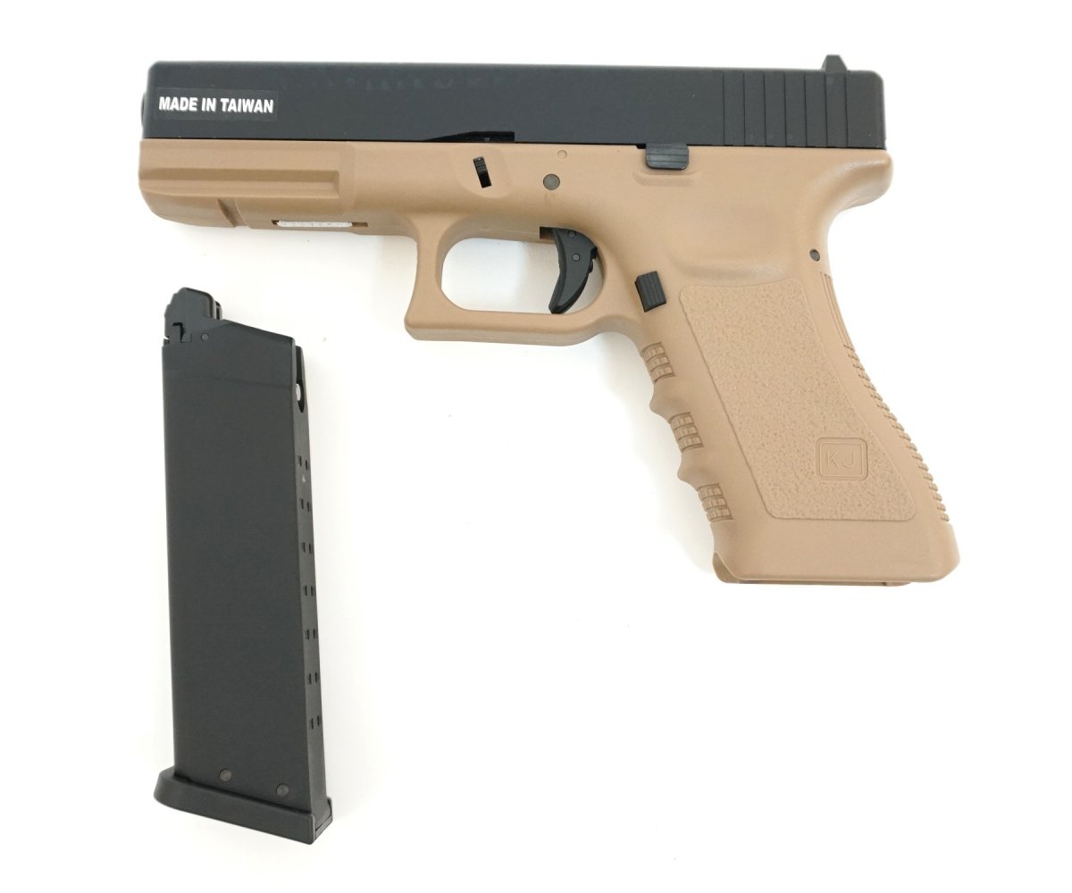 Страйкбольный пистолет KJW Glock G17 Gas GBB Tan (KP-17-TAN)