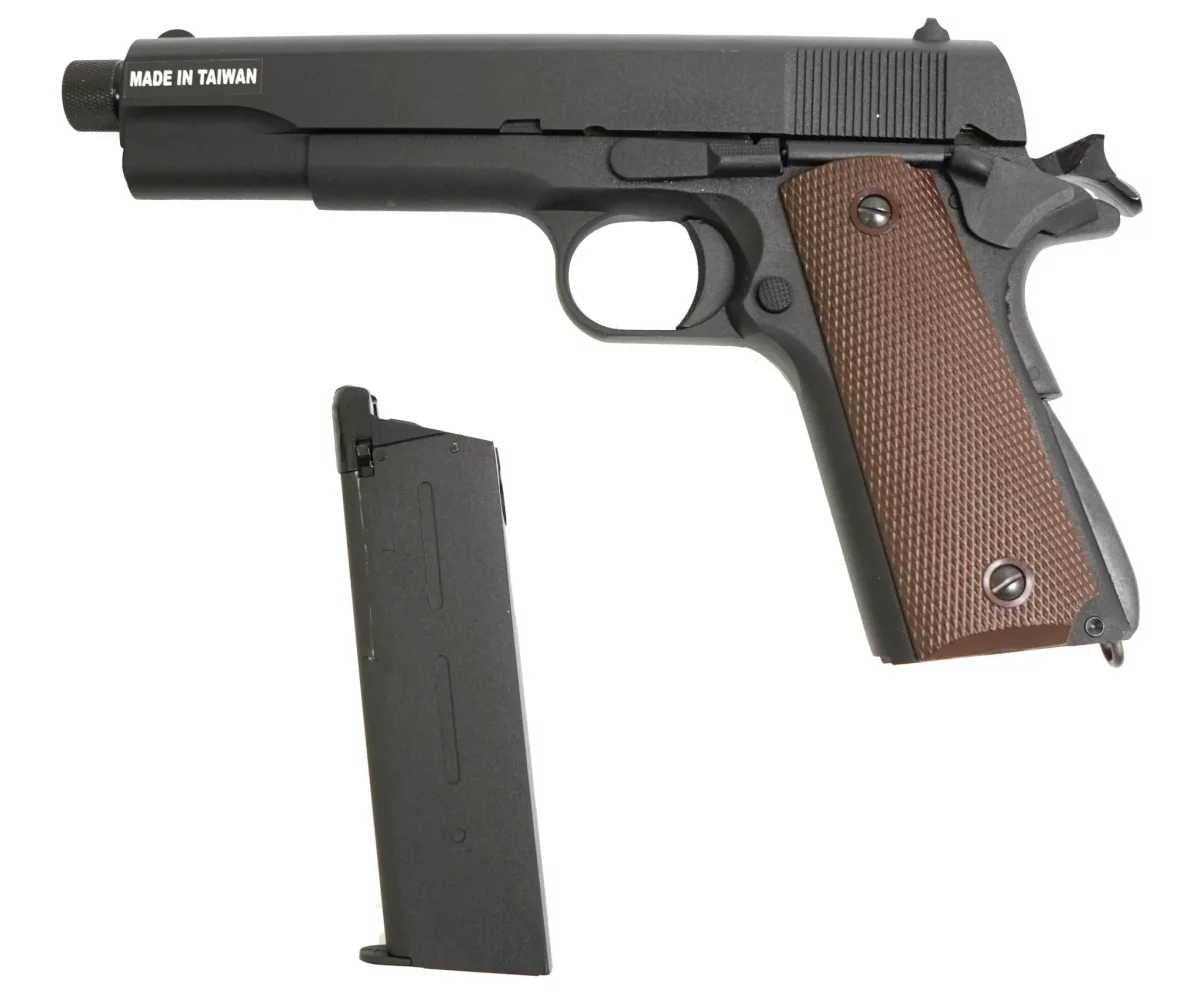 Страйкбольный пистолет KJW Colt 1911 (1911-TBC.GAS) — газовый GBB, 6 мм, Black