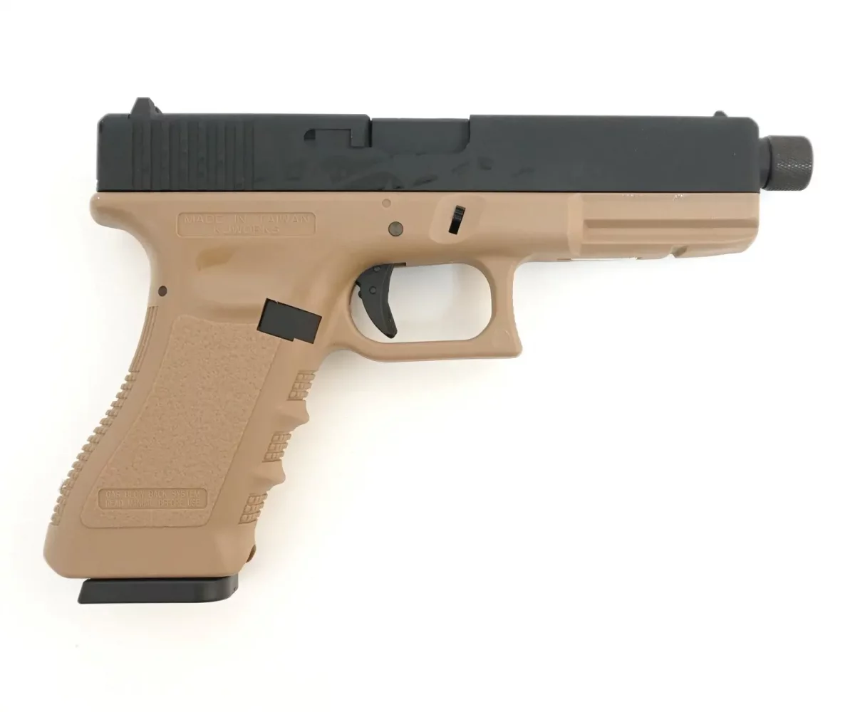 Страйкбольный пистолет KJW KP-17 Glock G17 TBC CO₂ Tan, удлин. ствол