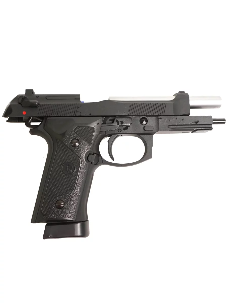 Страйкбольный пистолет KJW M9 IA (CO₂) — металл, хромированный ствол, планка, GBB, 6 мм