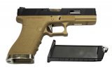 Страйкбольный пистолет WE GLOCK-17 G-Force металл слайд, TAN рамка, , хром. ствол (WE-G001WET-2)