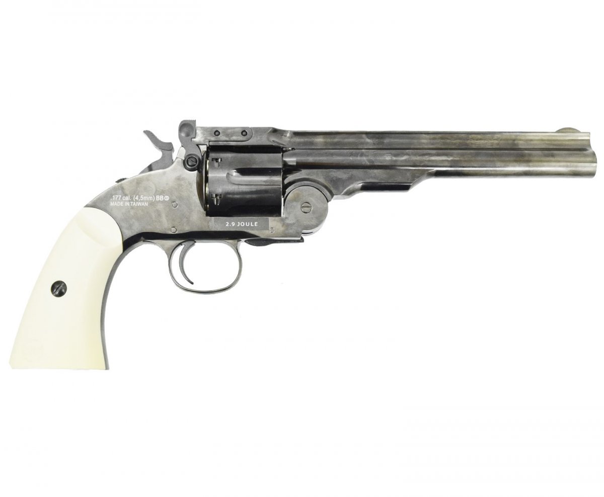 Пневматический револьвер ASG Schofield 6 Plated Steel 4.5 мм (S&W)