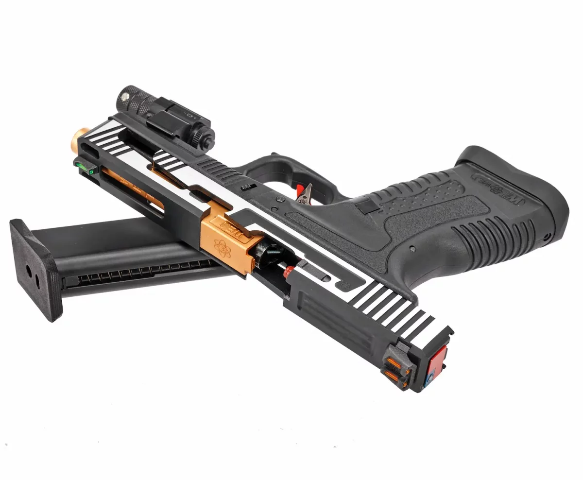 Страйкбольный пистолет WE Glock 17 HI-SPEED (хром) — GBB, 6 мм, Hop-Up