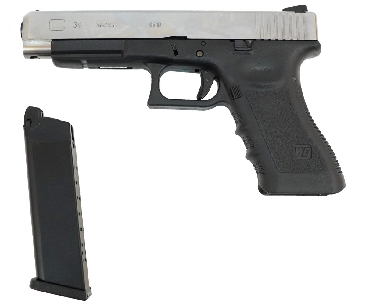 Страйкбольный пистолет WE Glock-34 Gen.3 Silver (WE-G008A-SV)