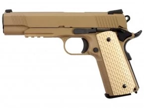 Страйкбольный пистолет WE-E010-TAN Colt М1911А1 Kimber Style Rail Tan