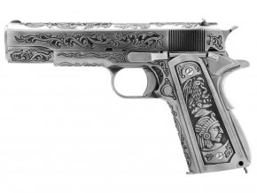 Страйкбольный пистолет WE Colt M1911А1 (металл, хромированный, гравировка)