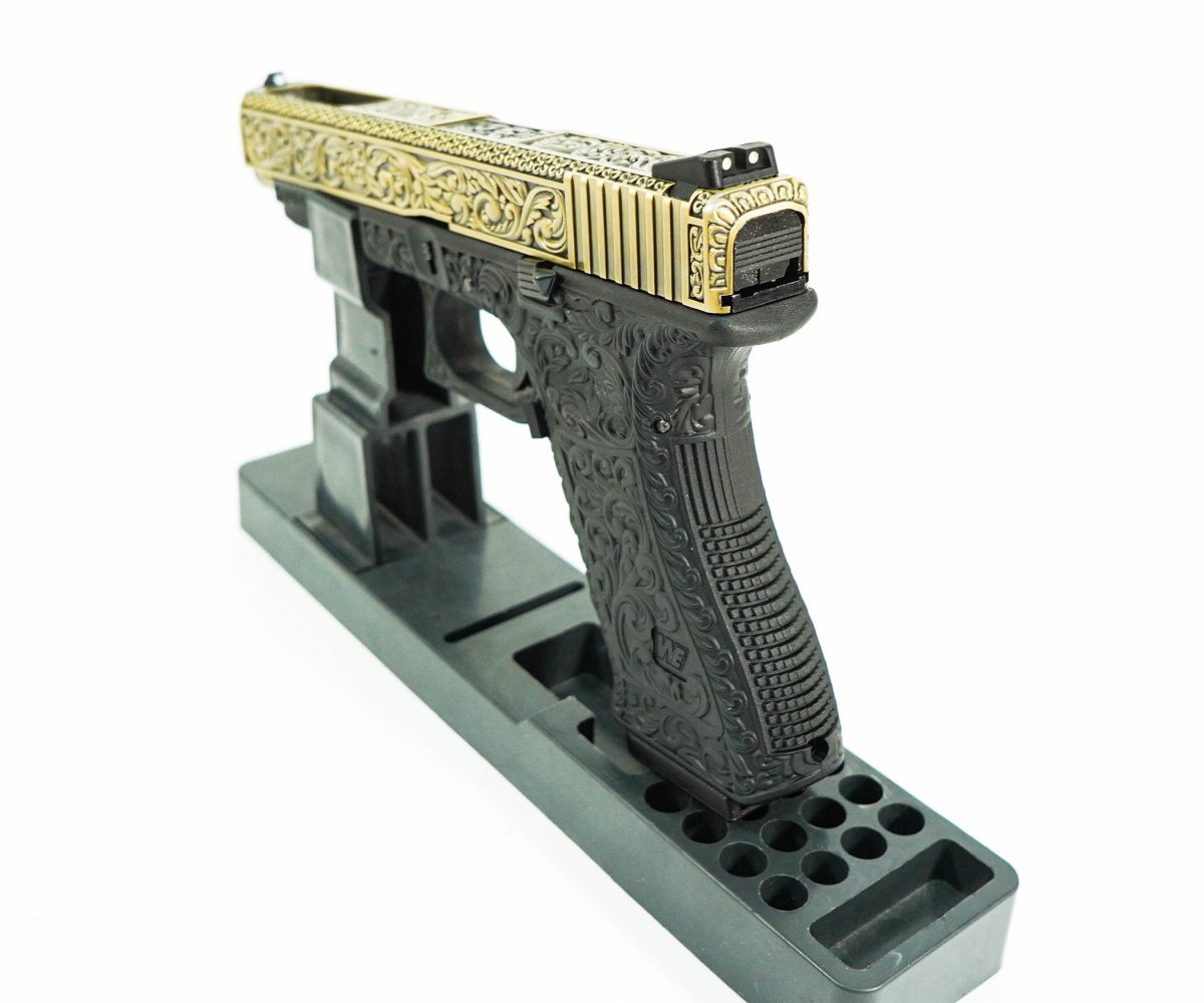 Страйкбольный пистолет WE Glock-34 Gen.3 Bronze, с гравировкой (WE-G008 BOX-FP)