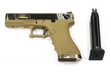 Страйкбольный пистолет WE-G001WET-6 Glock-17 G-Force (слайд металл хром, рамка Tan, ствол золотистый)