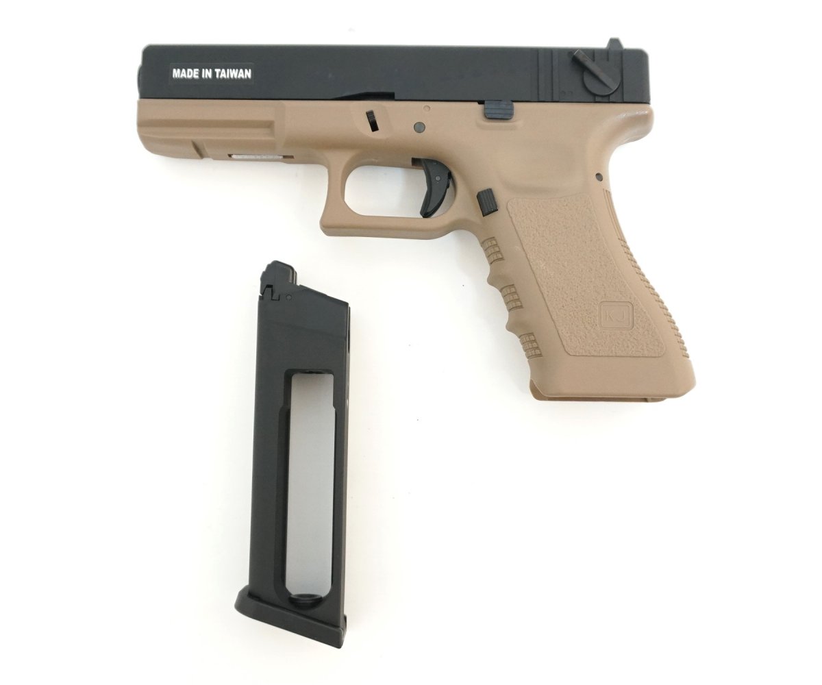 Страйкбольный пистолет KJW Glock G18 CO₂ GBB Tan (KP-18.CO2-TAN)