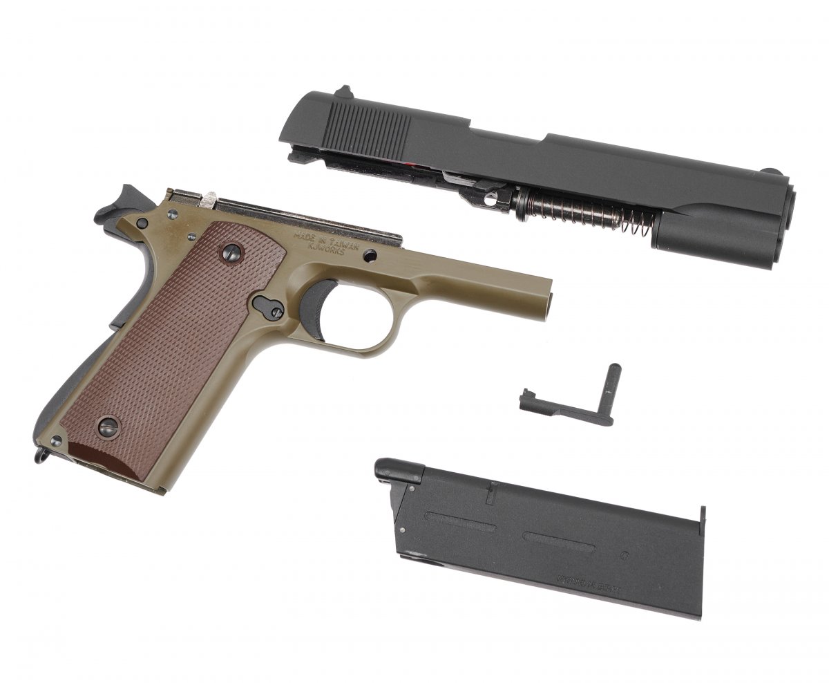 Страйкбольный пистолет KJW Colt M1911A1 (6 мм, Gas, GBB, олива)