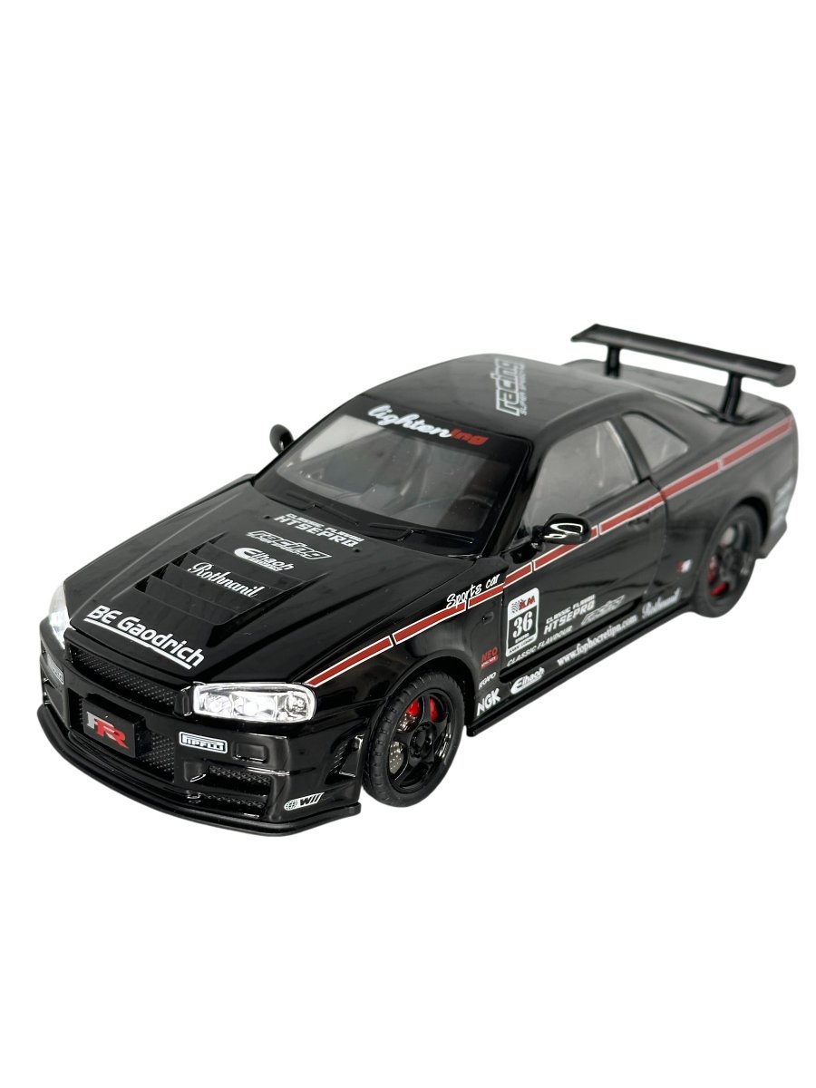 Металлическая машинка Nissan Skyline GT-R R34 1:24 BLACK