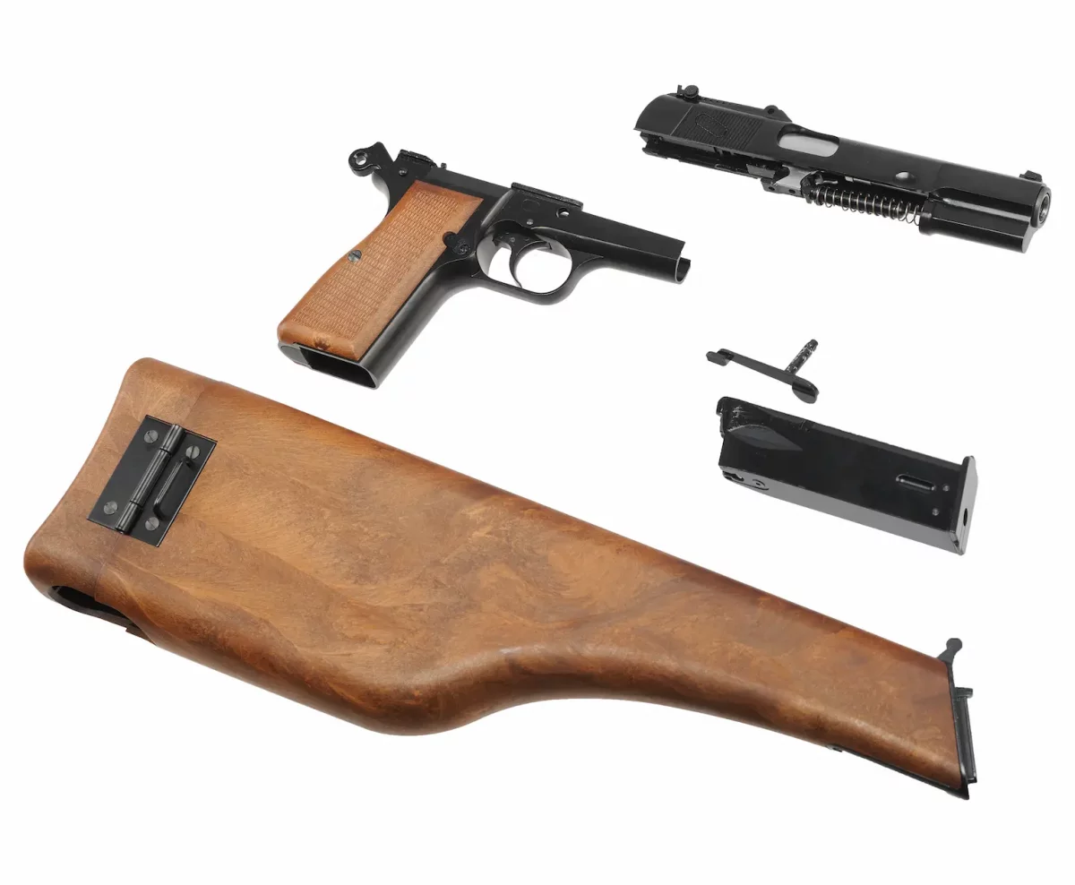 Страйкбольный пистолет WE Browning Hi-Power (WE-B005) — чёрный, газовый GBB, 6 мм