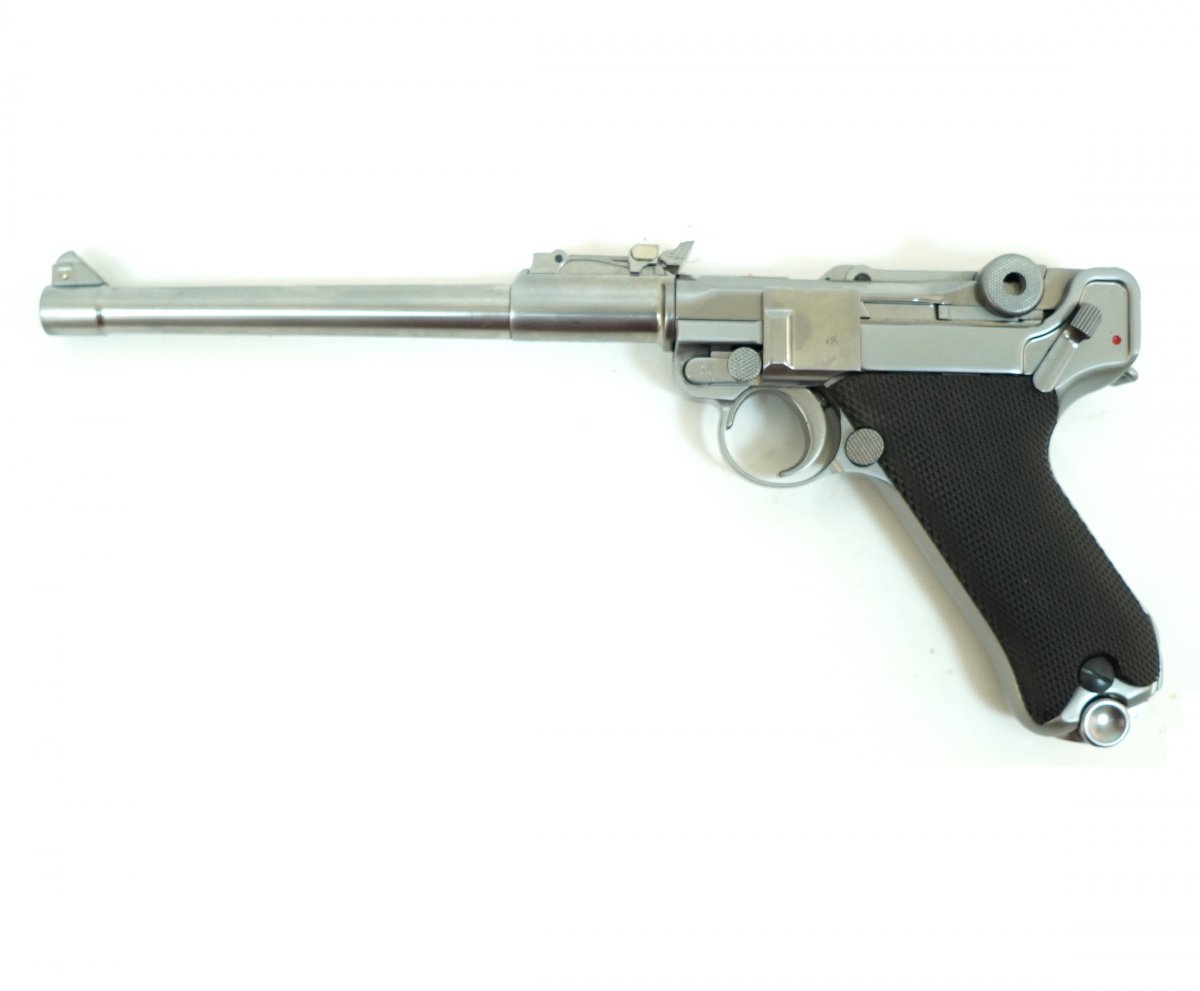 Страйкбольный пистолет WE Luger P08 8” Silver (WE-P006)