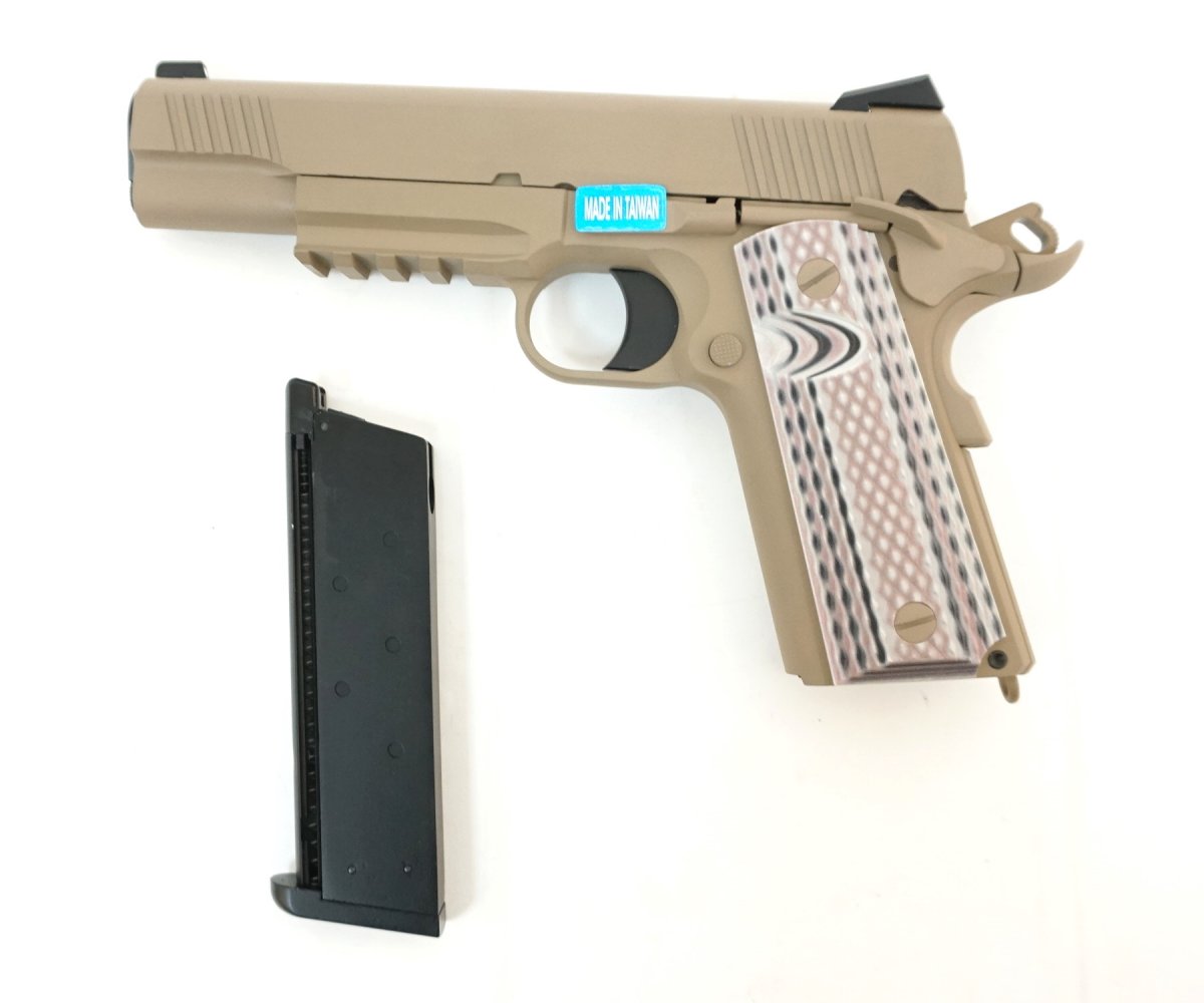 Страйкбольный пистолет WE Colt M45A1 Tan (WE-E015-TAN)
