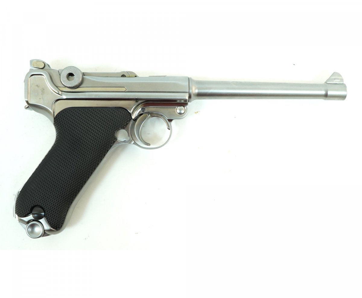 Страйкбольный пистолет WE Luger P08 6” Silver (WE-P005)