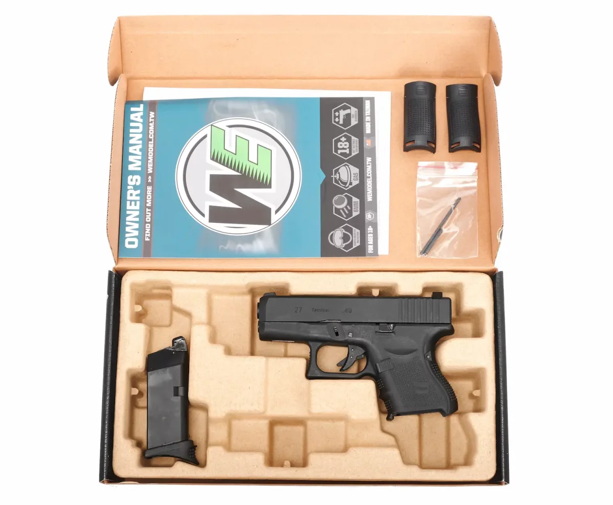 Страйкбольный пистолет WE Glock 27 Gen4 (6 мм, ГББ, Green Gas, WE-G006B-BK)