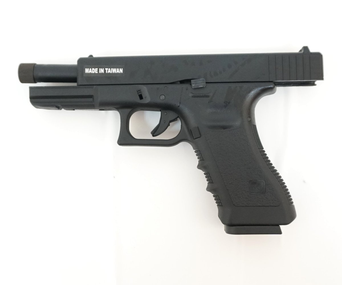 Страйкбольный пистолет KJW Glock G17 TBC Gas Black, удлин. ствол