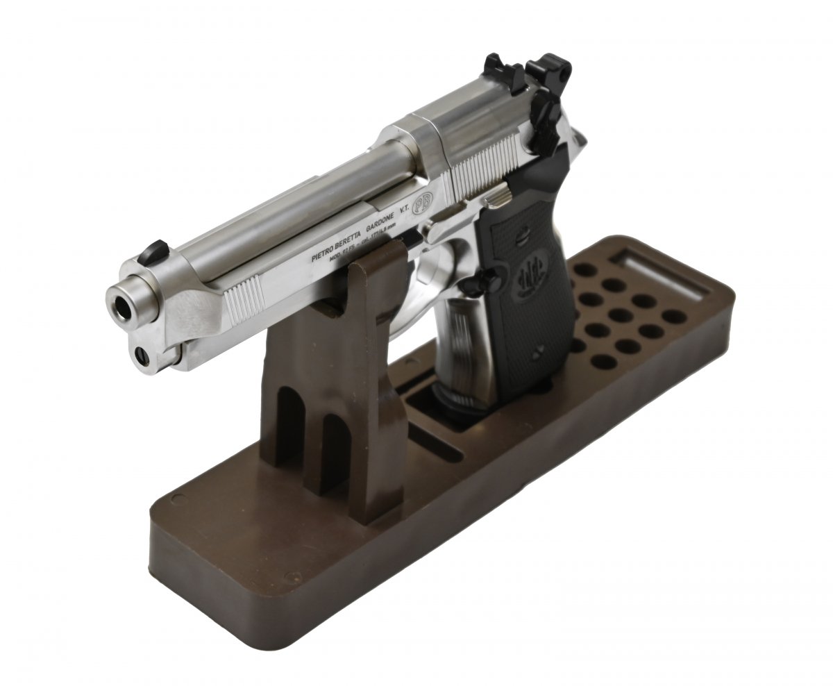 Пневматический пистолет Umarex Beretta M92 FS 4.5 мм (никель, черные накладки)