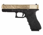 Страйкбольный пистолет WE G17 Gen3 (WE-G001BOX-FP) — «под бронзу», гравировка, GBB, 6 мм
