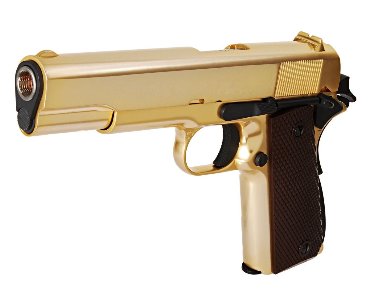Страйкбольный пистолет WE Colt M1911A1 Gold (WE-E007)