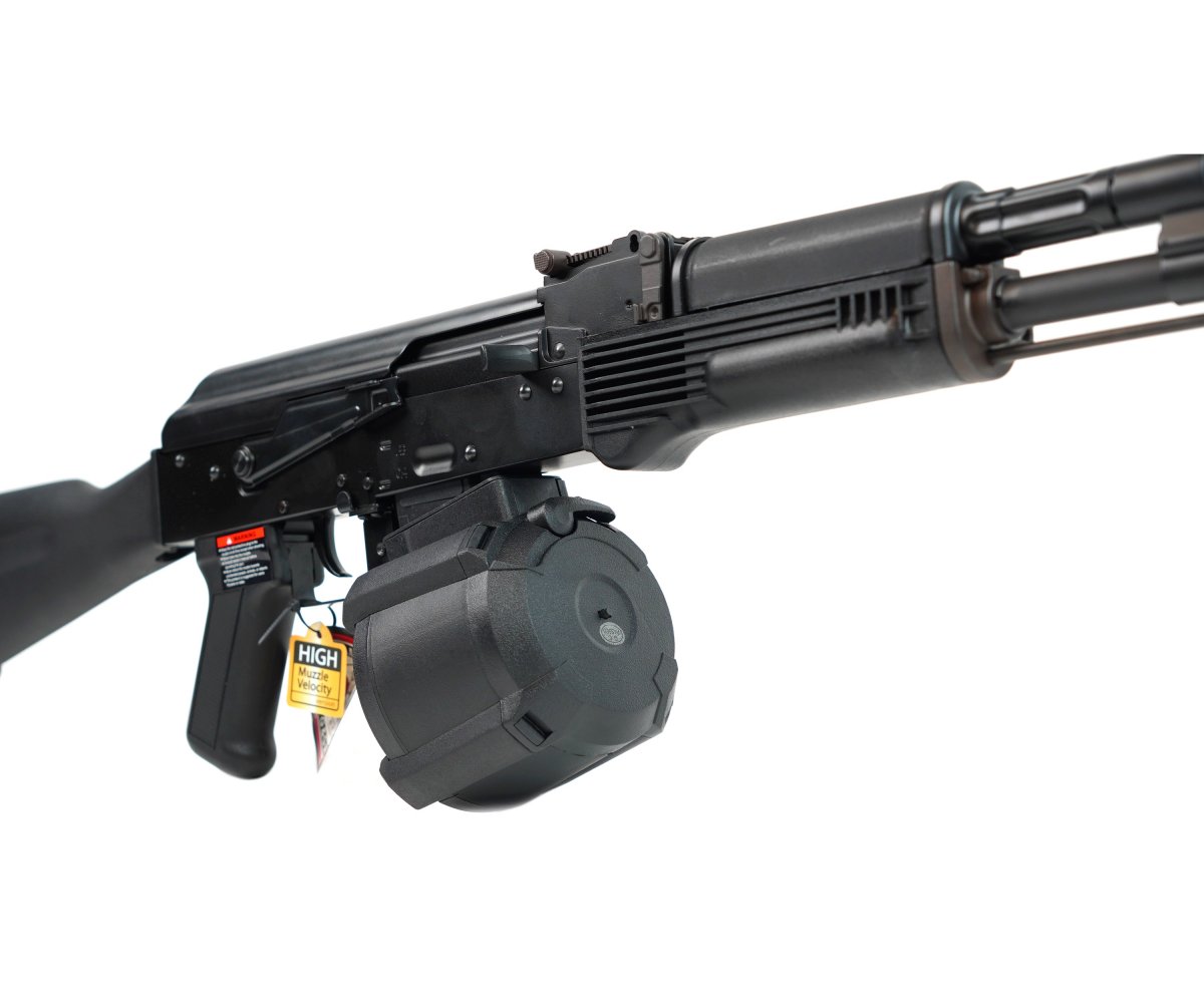 Магазин бункерный электрический CYMA HY-397 для АК-серии, электробарабан / Electric Drum, 1200 шаров, чёрный