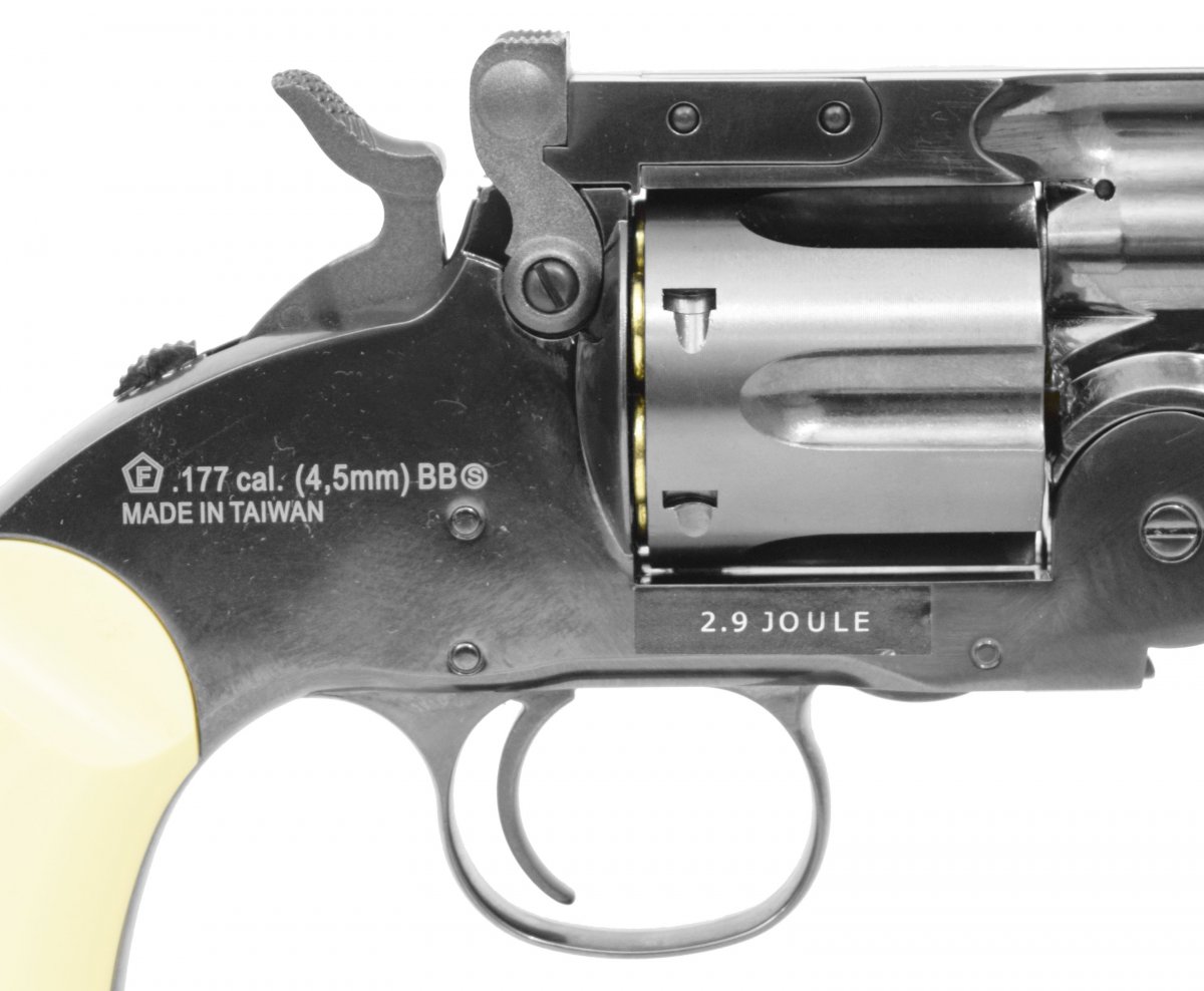 Пневматический револьвер ASG Schofield 6 Plated Steel 4.5 мм (S&W)