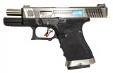 Страйкбольный пистолет WE Glock 17 G-Force (WE-G001WET-7) — чёрная рамка, хромированный слайд и ствол
