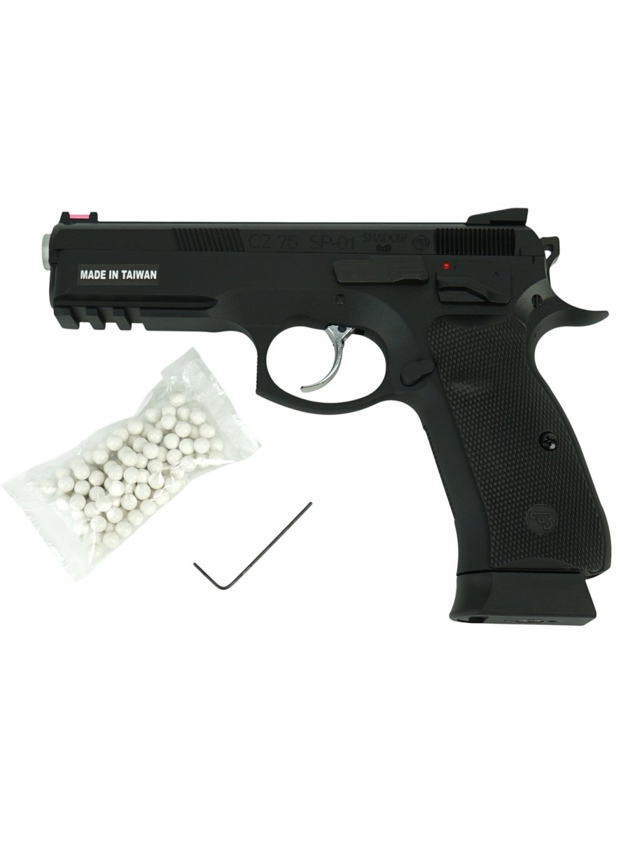 Страйкбольный пистолет GBB KJW CZ75 SP-01 SHADOW (SP-01.GAS) Blowback, чёрный