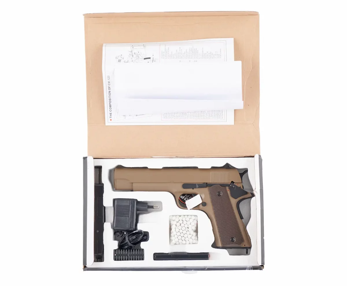 Страйкбольный пистолет Cyma Colt 1911 TAN AEP (CM.123TN)