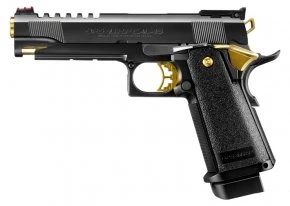 Страйкбольный пистолет GBB Tokyo Marui COLT 1911 Hi-Capa 5.1 GOLD MATCH (142672) пластик, чёрный/золотой