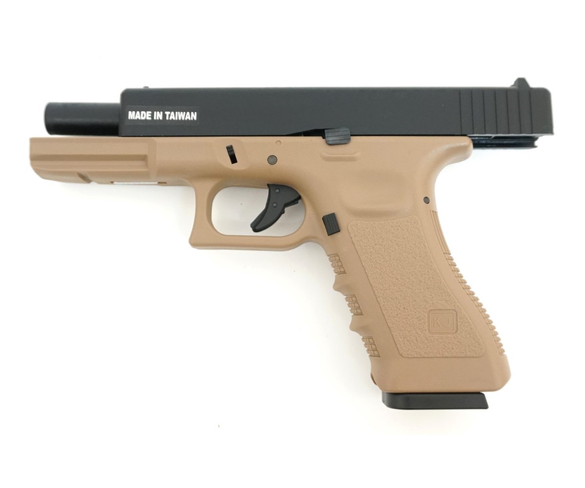 Страйкбольный пистолет KJW Glock G17 Gas GBB Tan (KP-17-TAN)