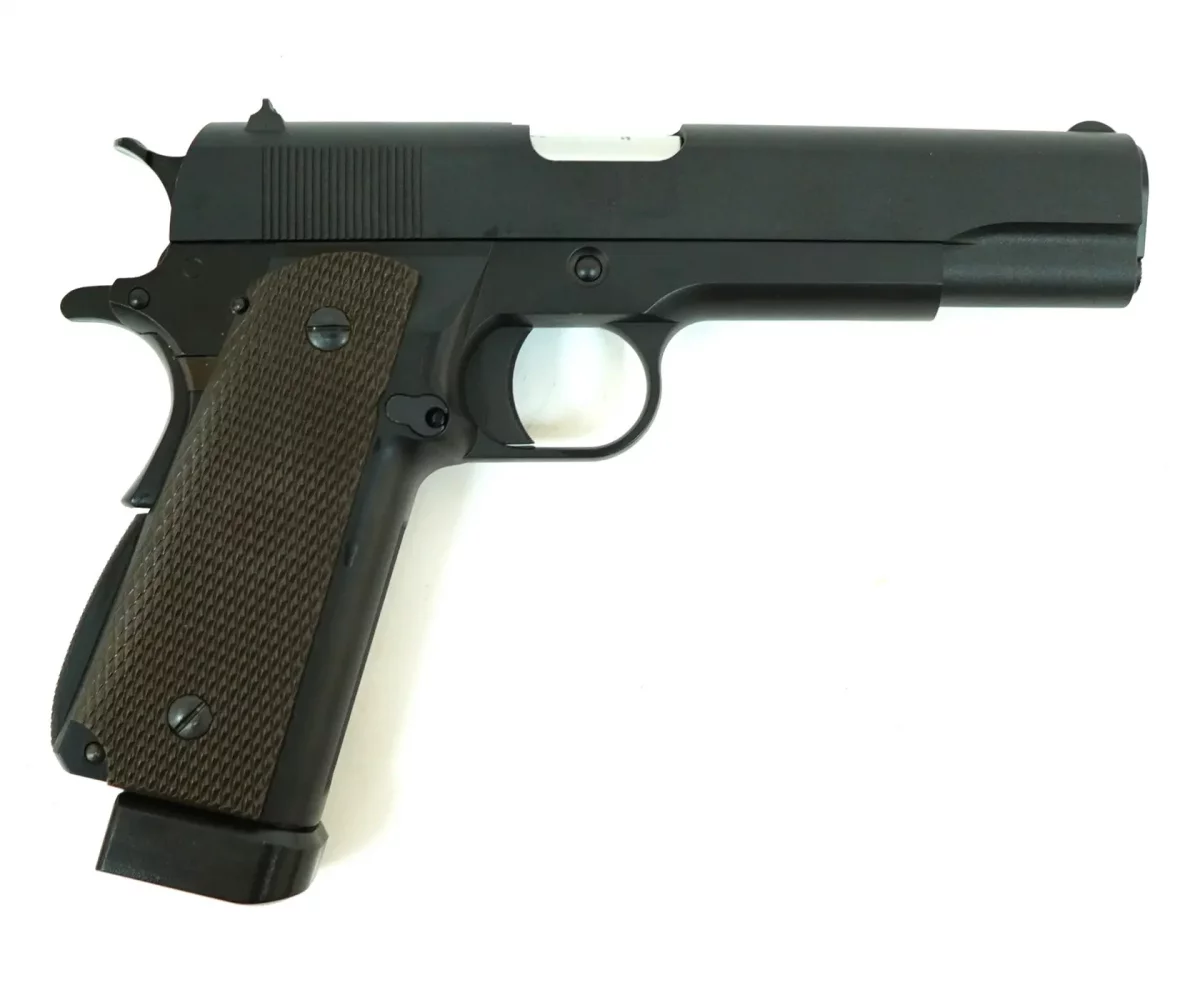Страйкбольный пистолет WE Colt M1911A1 (WE-E005A) — CO₂, металл, чёрный, GBB, 6 мм