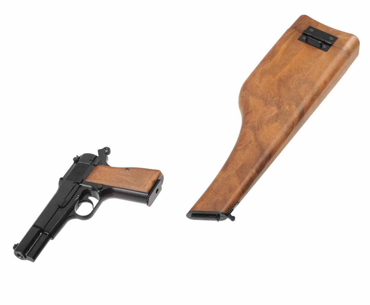 Страйкбольный пистолет WE Browning Hi-Power (WE-B005) — чёрный, газовый GBB, 6 мм