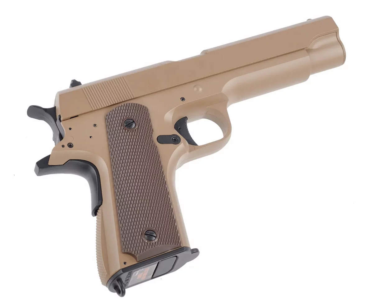 Страйкбольный пистолет Cyma Colt 1911 TAN AEP (CM.123TN)