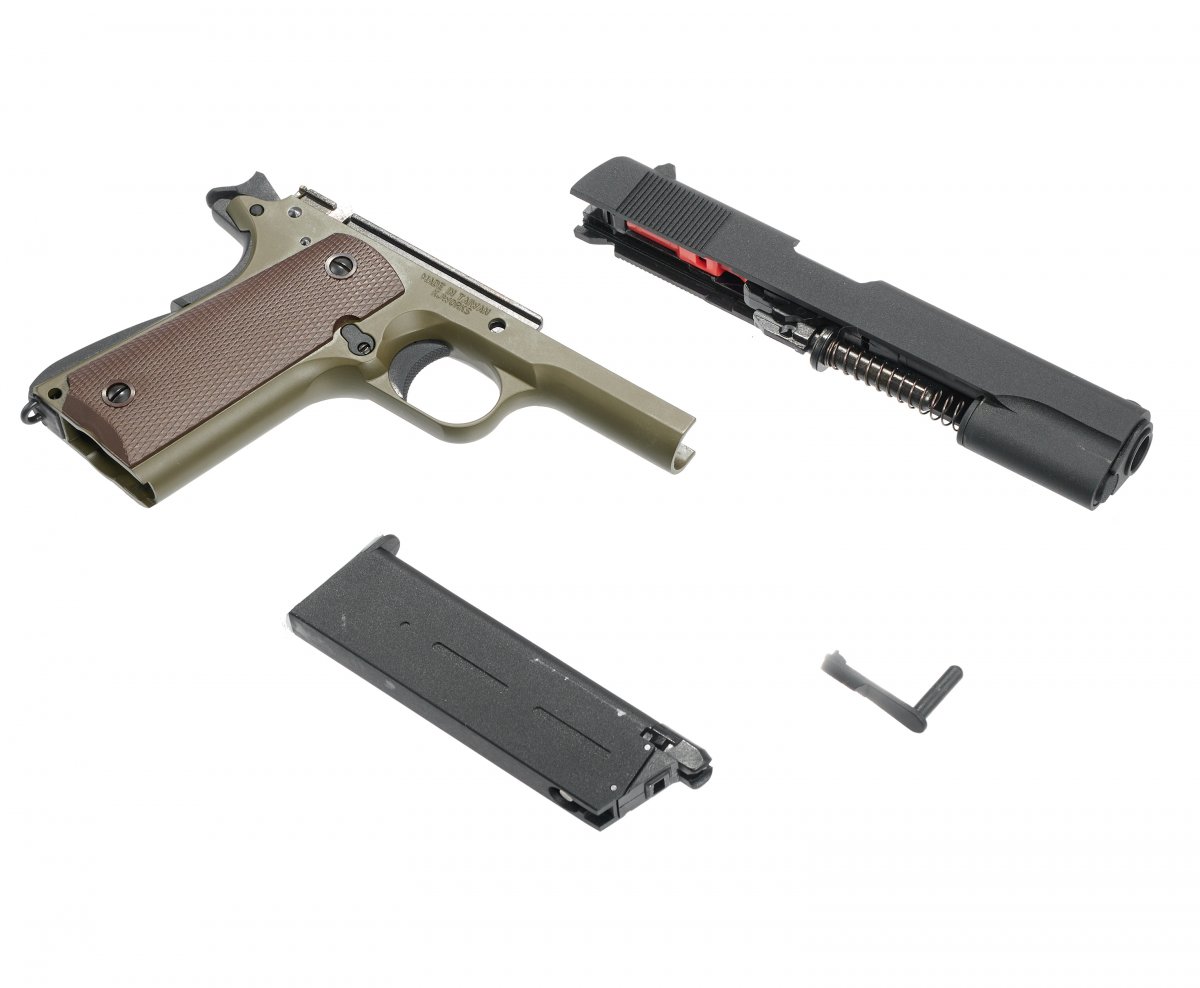 Страйкбольный пистолет KJW Colt M1911A1 (6 мм, Gas, GBB, олива)