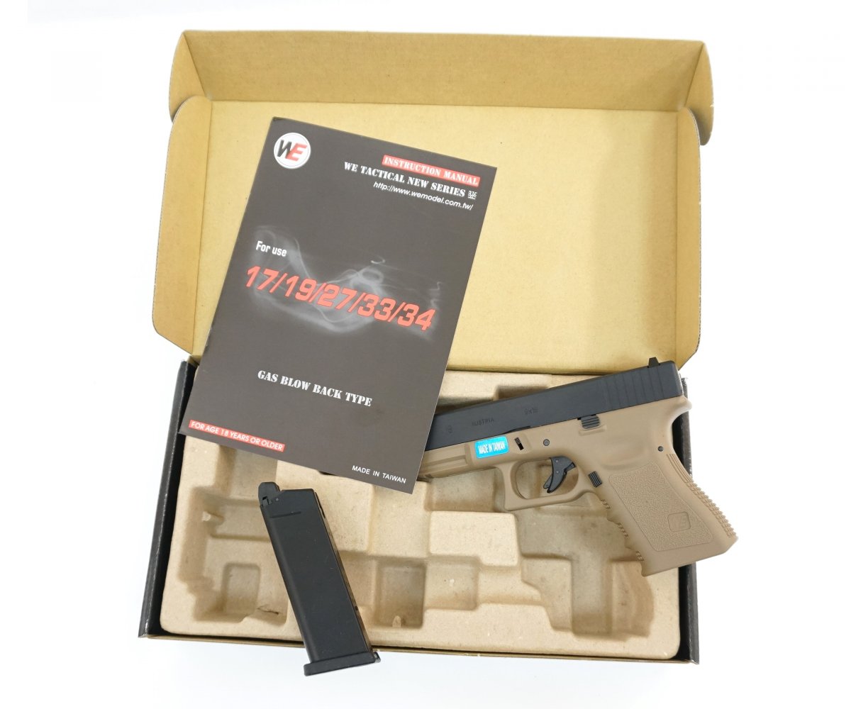 Страйкбольный пистолет WE Glock-19 Gen.3 Tan (WE-G003A-TAN)