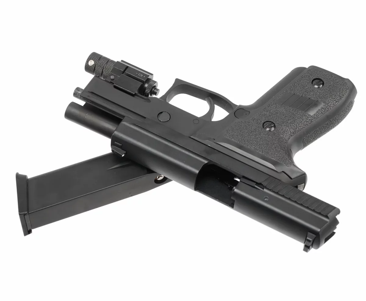 Страйкбольный пистолет WE P-229 (WE-F005A-BK) — чёрный, металл, GBB, 6 мм