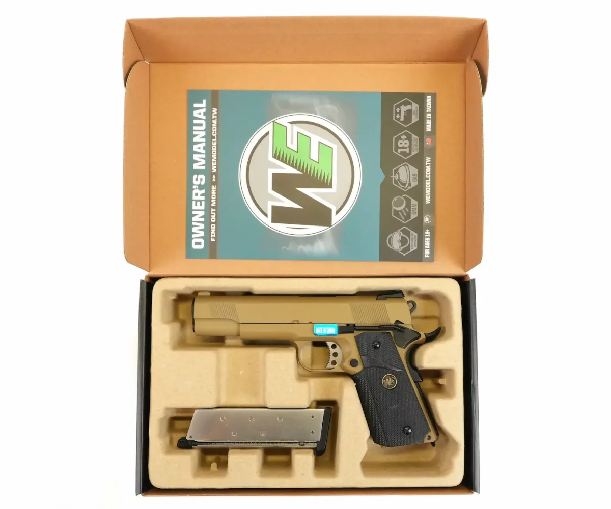 Страйкбольный пистолет WE Colt M1911A1 M.E.U. (6 мм, Gas, Blowback, Tan, WE-E008A)